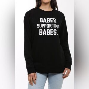 Brunette the Label Sweatshirt Oversized Crewneck Black Babes Supporting Babes SM